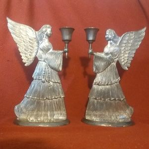 Attractive Pair of Vintage Angel Candle Holders